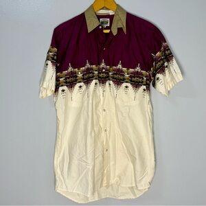 Cumberland Outfitters Aztec Style Pearl Snap Button Down Short Sleeve Shirt | M